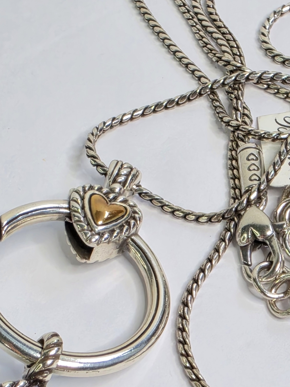Brighton Silver-Tone Heart Accent Clip Necklace with Gold Detail-NWT - Picture 12 of 13